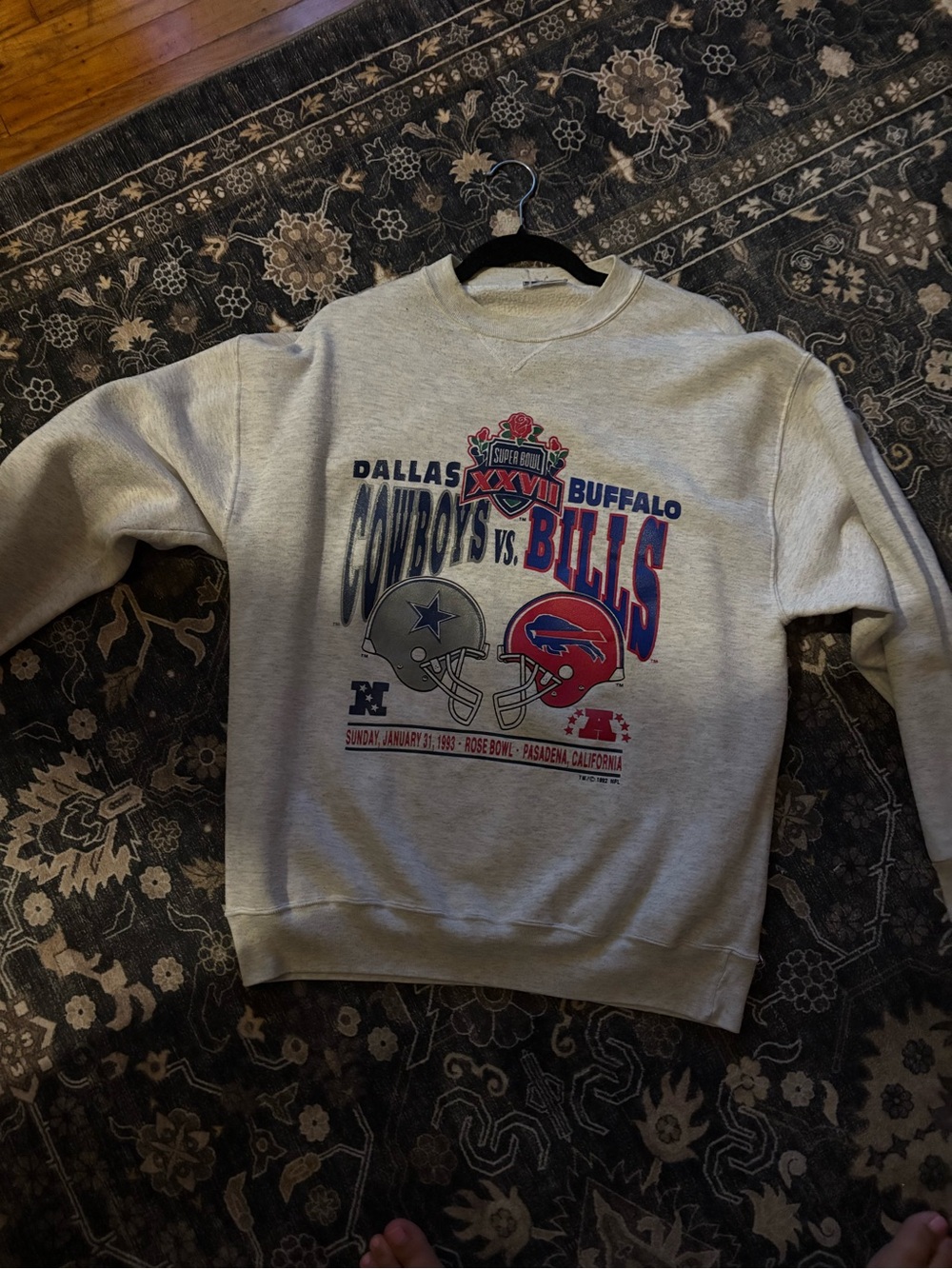 Vintage Grey Dallas Cowboys vs. Buffalo Bills Super Bowl Sweatshirt